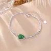 Pulsera de Calabaza de Plata de Ley S925 Yilu con Jade Verde, una Pieza de Joyería de Plata de Nuevo Estilo Chino Lujosa y Elegante