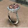 Cao Shi 2023 venda quente Oval jóias rosa zircão moda requintado anel temperamento imitação moissanite anel feminino