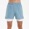 Pantalones Cortos Transpirables de Estilo Americano para Entrenamiento Transfronterizo para Hombre con Forro Elástico Anti-Exposición Dos en Uno para Fitness y Running