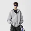Jaqueta Moletom com Capuz Bordada Estilo Étnico Americano para Homens, Nova Marca de Moda Primavera, Cardigan Casual Solto com Zíper para Casais