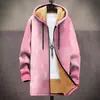 Jaqueta Novo Estilo com Elementos de Padrão Multicoloridos B53 Cardigan com Capuz e Zíper Casaco de Algodão com Lã Espessa para Inverno com Forro Amarelo