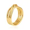 Anel Cruz de Aço Inoxidável para Mulheres com Design Aberto, Anel Versátil Criativo, Atacado de Joias 18K, Design de Nicho Colmeia