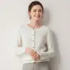 ¡Artículo versátil! Cárdigan básico de cuello redondo 100% cachemira para mujer, suéter corto de cachemira pura, cárdigan de punto, chaqueta pequeña