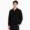 Suéter de punto polo para hombre estilo Old Money, casual y sofisticado, con cuello de gaviota y manga larga, adecuado para primavera y otoño