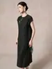 Vestido Qipao Bordado Artístico Vintage Estilo Chino Nuevo, Vestido Bordado de Seda Pesada, Estilo Nacional