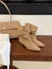 Botines elegantes de gamuza apilados con tacón de gatito de 4 cm, modelo Grape Mom Studiole, de uso bidireccional plegables, con punta, para mujer