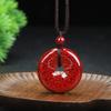 Colgante de Cinabrio en Bruto Cristal Natural de Alto Contenido Colgante de Hebilla de la Paz para Hombres y Mujeres en su Año del Zodíaco Collar