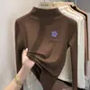 Y2329# blusa de veludo para meninas, com nova coleção outono e inverno, top versátil de manga comprida com gola semi-alta, roupas infantis