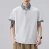 Roupas Masculinas Xintang Camisa Polo Casual Masculina de Verão com Mangas Curtas, Peso Pesado, Corte Amplo e Gola Redonda