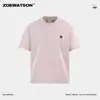 Camiseta Masculina Zoewatson Verão Manga Curta Estilo Americano Simples Gola Redonda Respirável Versátil com Estampa de Letras Pesada Marca Tendência
