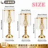Venta directa de fábrica de jarrones de metal huecos con cuentas colgantes, accesorios para bodas, decoraciones de mesa principal, arreglos florales, decoraciones de pasillo, venta al por mayor