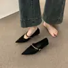 Zapatos Mary Jane de Gamuza con Punta Fina y Correa de Cadena Retro de Nicho Versátiles para el Trabajo Tacón Bajo Estilo de Noche Zapatos para Mujer