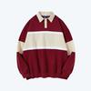 Estilo japonês Retro Lapela Color Block Sweater Logotipo bordado personalizado Outono e Inverno Roupas de classe em grupo Atividade Festa Camisa Imprimir Padrão