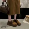 Novos Mocasins de Solado Grosso com Fivela Dupla para Primavera/Outono de 2026, Confortáveis, de Cano Baixo, para Mulheres, Retro, Versáteis, com Solado Macio, Moda, Sapatos Individuais