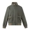 Jaqueta Masculina de Outono Solta Streetwear Estilo Japonês Retrô Color Block Gola Alta Desconstruída Top Casual para Trabalho