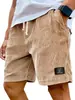 2026 Nuevo Estilo Transfronterizo Rayas Gruesas Etiqueta Negra Verano Pantalones Cortos Casuales Retro de Pana para Hombre Transpirables Modernos de Cinco Puntos