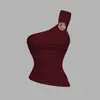 Ropa Y2K Nueva Sexy Sexy de un Hombro Hombro Inclinado Chaleco Diseño Sin Mangas Marca de Moda Ropa Interior Ajustada Top Bm
