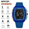 Popular Reloj Electrónico Sanda con Forma de Barril y Pantalla Única, Despertador Impermeable, Reloj de Pulsera para Estudiantes, Reloj Multifuncional con Esfera Grande, Dropshipping