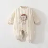 Mameluco para bebé 120g con relleno de algodón, mameluco exterior de otoño e invierno, algodón fino, engrosado, traje para gatear de apertura lateral para niños