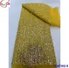 Tecido de Renda Bordado Estéreo com Lantejoulas de Noiva Renda Bordada Completa Retro Francês