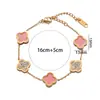 Pulsera de trébol de cuatro hojas de acero de titanio que no se desvanece con diamantes, pulsera de dijes de moda de oro rosa de 18 quilates, pulsera de cinco flores estilo europeo y americano