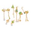 Colgante de oro y arena antiguo que conserva el color, trébol de cuatro hojas, cerradura de la suerte, colgante de perla, colgante de lazo, accesorios de cuentas hechos a mano