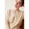 Cárdigan de cachemira con ribete de encaje, suéter de punto de lana para mujer de manga corta, manga larga, nuevo estilo otoño/invierno