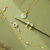 Colar Original Design Folha de Ginkgo Jade Hetian para Mulheres, Prata Pura, Pingente Artístico Retrô Novo Estilo Chinês, Corrente Clavícula Pequena Fortuna