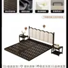 Cama de Hierro Forjado Colgante para Dormitorio del Hogar, Cama Doble Moderna Minimalista con Estructura de Listones, Reforzada y Engrosada, Cama con Revestimiento Suave para Viviendas de Alquiler