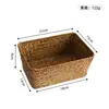Cesta de Almacenamiento Tejida de Paja con Doble Asa Cesta de Almacenamiento para Mesa de Café y Snacks Organizador de Artículos Varios Tejido a Mano Caja Organizadora Cesta de Almacenamiento para Cosméticos