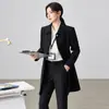 Abrigo de Lana Negro Cálido Profesional para Invierno 2026, Longitud Media por Encima de la Rodilla, Ropa de Trabajo para Joyería, Abrigo de Lana para Mujer