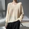 Explosiones Transfronterizas Cachemira Seda de Morera Ligera Blusa de Punto para Mujer Cuello en V Estilo Perezoso Nuevo Suéter de Cachemira Suéter