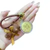 Oro Puro 999 Moneda Pequeña Hilo de Resina Oso Llavero Bolso de Moda Accesorio Llavero de Coche Colgante Lindo