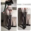 Nuevas Medias Sexys de Chica Caliente Qianai con Estampado de Leopardo, Abertura en la Pierna, Abiertas Sin Quitarse, Estampado de Leopardo, Seda Negra, Populares A276