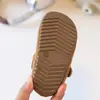 Lindos zapatos de princesa para bebés, con diseños de perrito y moño, zapatos de piel para niñas con suelas suaves, zapatos infantiles estilo Birkenstock en color camel para primavera y otoño