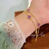 Nuevo Pulsera de Cuatro Hojas de Doble Capa Rosa Nácar Cadena Doble de Alta Gama Nicho Pulsera de Flor de Cuatro Hojas Mayoreo