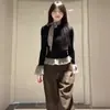 Camisa Base de Manga Larga a Cuadros con Parches y Encaje para Mujer, Elegante Ajuste Delgado para Usar en Capas