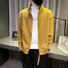 Jaqueta cardigã de tricô com gola alta para homens, primavera, outono, inverno 2025 novo estilo, peça externa casual de caimento solto, suéter moderno
