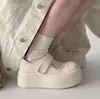 Sapatos Mary Jane com Velcro e Sola Grossa 2026 Nova Coleção Primavera/Outono Estilo da Moda Versátil Confortável Sapatos Plataforma Baixo para Mulheres