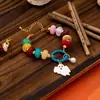 Pulsera de Cuentas de Colores con Colgante de Gato Fantasma y Sombrero de Mago Pulsera Apilable Joyería de Halloween