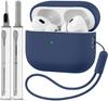 Funda Protectora de Silicona de una Pieza Engrosada para Auriculares AirPods Pro3 con Bolígrafo de Limpieza y Mosquetón