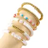 Conjunto de Pulseras de Arcilla Suave y Perlas de Estilo Bohemio Transfronterizo Nuevo Estilo Europeo y Americano Estilo Playa Pulsera Elástica de Perlas Redondas Joyería Hecha a Mano