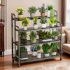 Estante de Flores para Interiores para Uso en el Hogar en la Sala de Estar, Estante de Plantas Móvil de Múltiples Niveles para Suculentas y Plantas Verdes, Estante de Almacenamiento de Hierro Forjado de Pie para Balcón