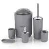 Set de artículos de tocador para encimera de baño del hogar: Botella de Loción, Portacepillos de Dientes, Jabonera, Escobilla para Inodoro, Juego de Seis Piezas de Alto Valor