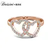 Anillo Sencillo de Doble Corazón con Elementos Swarovski Estilo Japonés y Coreano Anillo Pequeño Fresco Xiaozhi Dedo Índice para Mujeres
