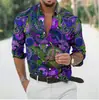 Nueva Camisa de Manga Larga para Hombre con Estampado Floral 3D Camisa de Explosiones Holgada Casual Versátil Camisa con Cuello