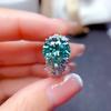 Nuevo Anillo de Tesoro Colorido con Gipsófila Micro-Pavimentada de Lujo Anillo Azul y Verde de Imitación de Moissanita de 5 Quilates Huevo de Paloma para Mujer