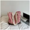 Ruien Nueva Bolsa de Hombro Rayada Casual para Mujer Estilo Perezoso Bolsa de Vacaciones para Playa Bolso de Mano Bolsa de Lona