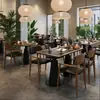 Mesas y sillas de estilo rústico para restaurantes de alta gama, cafeterías y restaurantes de fusión de moda y nicho que sirven cocina occidental, hechas de madera maciza
