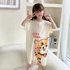 Macacão Infantil Primavera e Verão Roupa de Casa Pijama Estilo Cartoon Algodão Puro Macacão de Uma Peça Estilo Cartoon Design Coreano